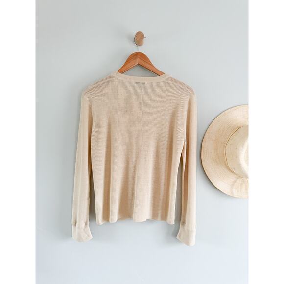 Madewell | NWT Linen-Blend Crewneck Cardigan in Beach Sand | Sz XL - Picture 8 of 9